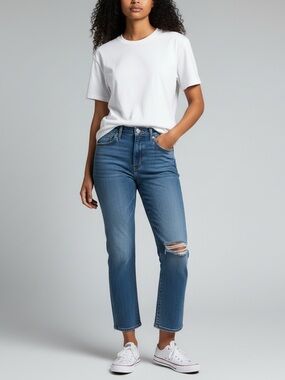 J. Crew Classic High-Rise Flare Crop Leg Jeans in Medium Blue Women’s 27P